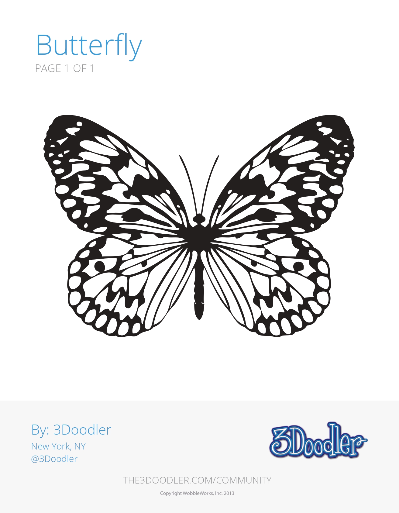 Butterfly 3D Pen Stencil - 3Doodler