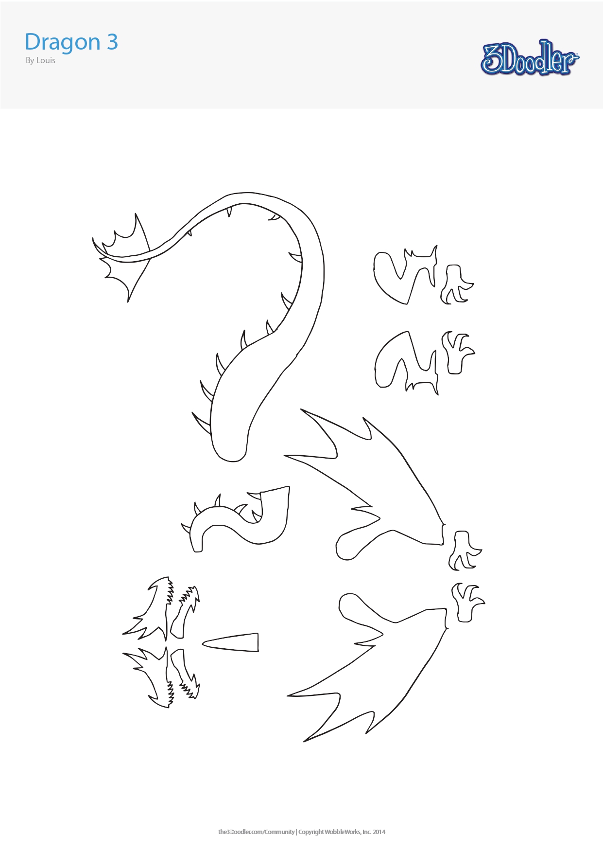 Dragon 3 3D Pen Stencil - 3Doodler