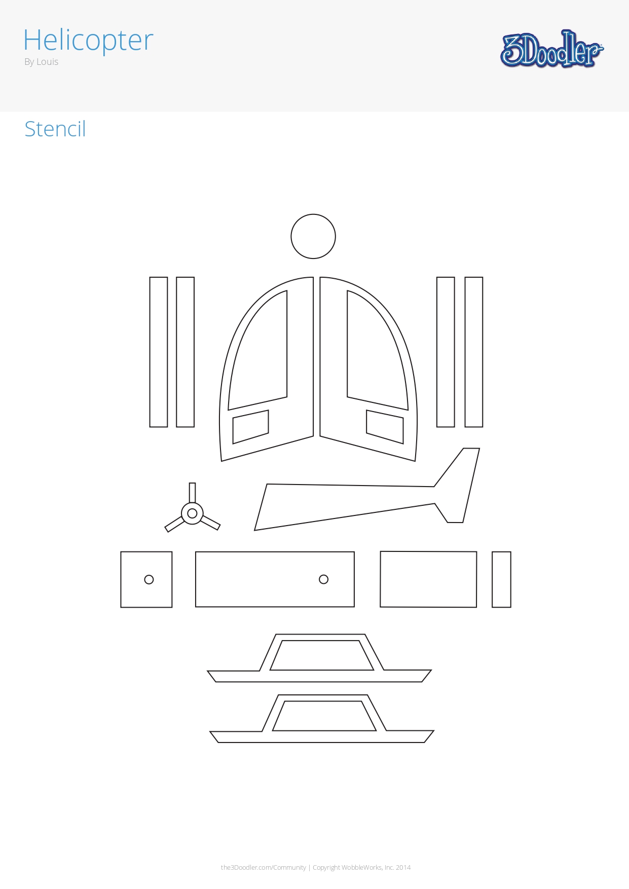 Helicopter 3D Pen Stencil - 3Doodler
